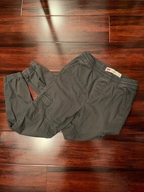Olive Green Grey Levi's Jogger Cargo Utility Pants 6 Pockets Juniors L